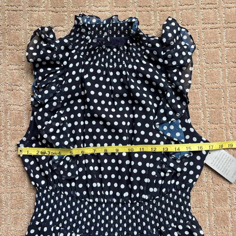 Alexia Admor Polka Dot Dress Women's 6 Navy Blue Sleeveless Preppy Derby NWT - Picture 7 of 8